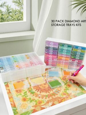 Diamond Art Trays with Lids, 30PCS Diamond Painting Trays with Lids ＆ Diamond Painting Storage, Diamond Painting Accessories for Diamond Art Beads (1 Pack)