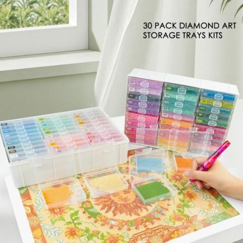 Diamond Art Trays with Lids, 30PCS Diamond Painting Trays with Lids ＆ Diamond Painting Storage, Diamond Painting Accessories for Diamond Art Beads (1 Pack)