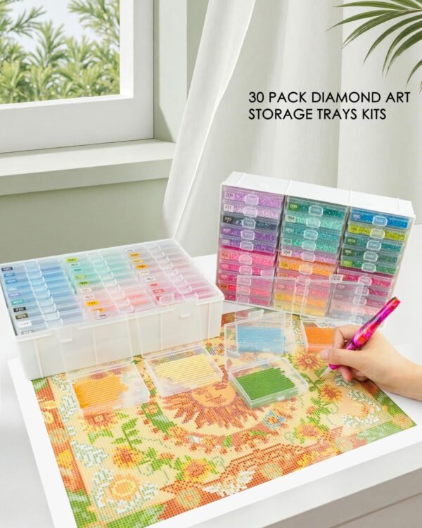 Diamond Art Trays with Lids, 30PCS Diamond Painting Trays with Lids ＆ Diamond Painting Storage, Diamond Painting Accessories for Diamond Art Beads (1 Pack)