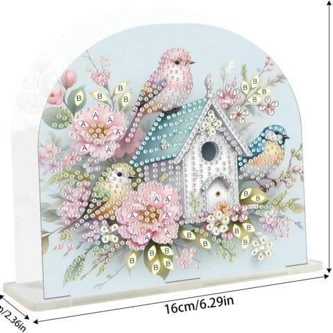 Diamond Art Acrylic Napkin Holders Diamond Painting Napkin Holder for Table Gem Art Gem Painting Mosaic Kits for Adults Paint by Numbers Kit for Adults with Special Shaped Drills Bird Flower