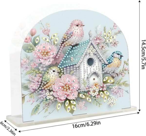 Diamond Art Acrylic Napkin Holders Diamond Painting Napkin Holder for Table Gem Art Gem Painting Mosaic Kits for Adults Paint by Numbers Kit for Adults with Special Shaped Drills Bird Flower