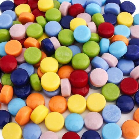 Round Glass Mosaic Tiles for Crafts, 200g Penny Circle Glass Pieces for Mosaic Crafts,DIY Spring Mosaic Making Supplies