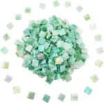 320PCS Square Iridescent Stained Glass Mosaic Tiles, 1.1LB Mosaic Tiles for DIY Crafts, 0.6" Bright Mosaic Glass Pieces for Art Craft and Home Decorations (Iridescent F651, 0.6")