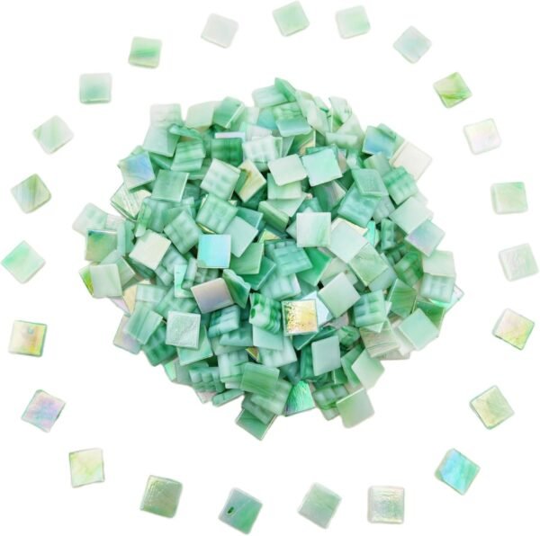 320PCS Square Iridescent Stained Glass Mosaic Tiles, 1.1LB Mosaic Tiles for DIY Crafts, 0.6" Bright Mosaic Glass Pieces for Art Craft and Home Decorations (Iridescent F651, 0.6")