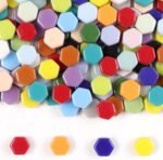 1 LB Mixed Shapes Glass Mosaic Tiles for Crafts Bulk, Colorful Opaque Recycle Glass Pieces for Mosaic Projects, Home Decoration, Adult & Kids DIY Hobbies (Hexagon Mix)