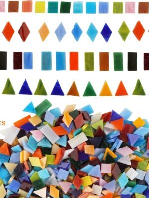 1050 Pieces Mixed Shapes Glass Mosaic Tiles for Crafts, Colorful Stained Glass Pieces for Mosaic Projects