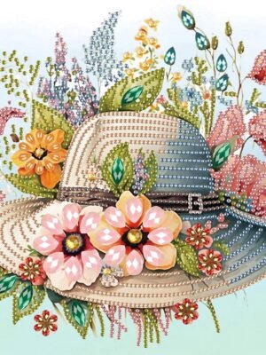 Hat Flower Diamond Art Painting Kits, 5D Special Shape Beginner Crystal Diamond Art Painting for Home Wall Decor Gifts 12×12 inch
