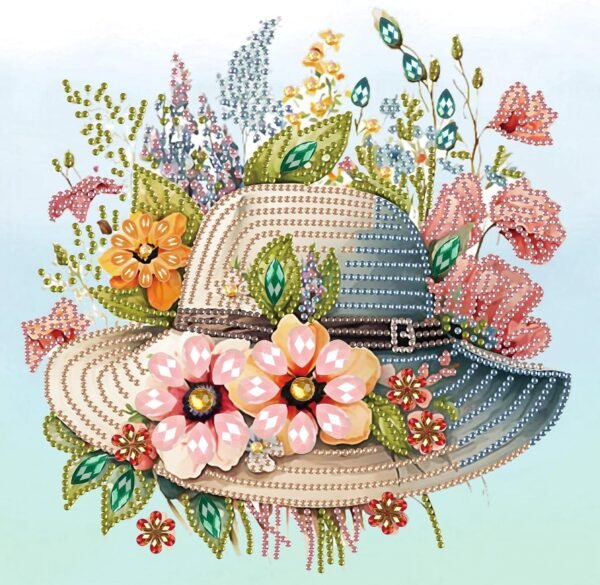 Hat Flower Diamond Art Painting Kits, 5D Special Shape Beginner Crystal Diamond Art Painting for Home Wall Decor Gifts 12×12 inch