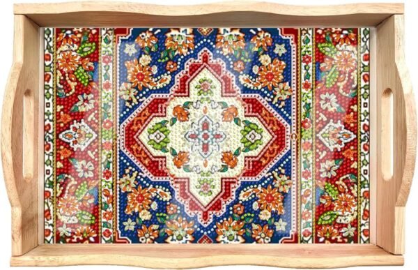 Diamond Art Kits for Adults Wooden Serving Trays with Handles, 5D Diamond Painting Big Gem Arts and Craft Gifts Trays Decor Gift Home Decor 7.8x11.8 Inches Bohemia B