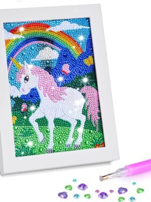 Diamond Art for Kids with Frames, Mosaic Gem Sticker Art Projects Kits, Holiday Crafts Supplies Gifts for Girls Boys Ages 6 7 8 9 10 11 12