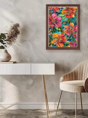 Stained Glass Flower Diamond Art Kits for Adults, Flowers DIY Full Drill Diamond Painting Kits for Beginners, 5D Gem Art Crafts for Adults, Home Wall Decor 12x16 inch