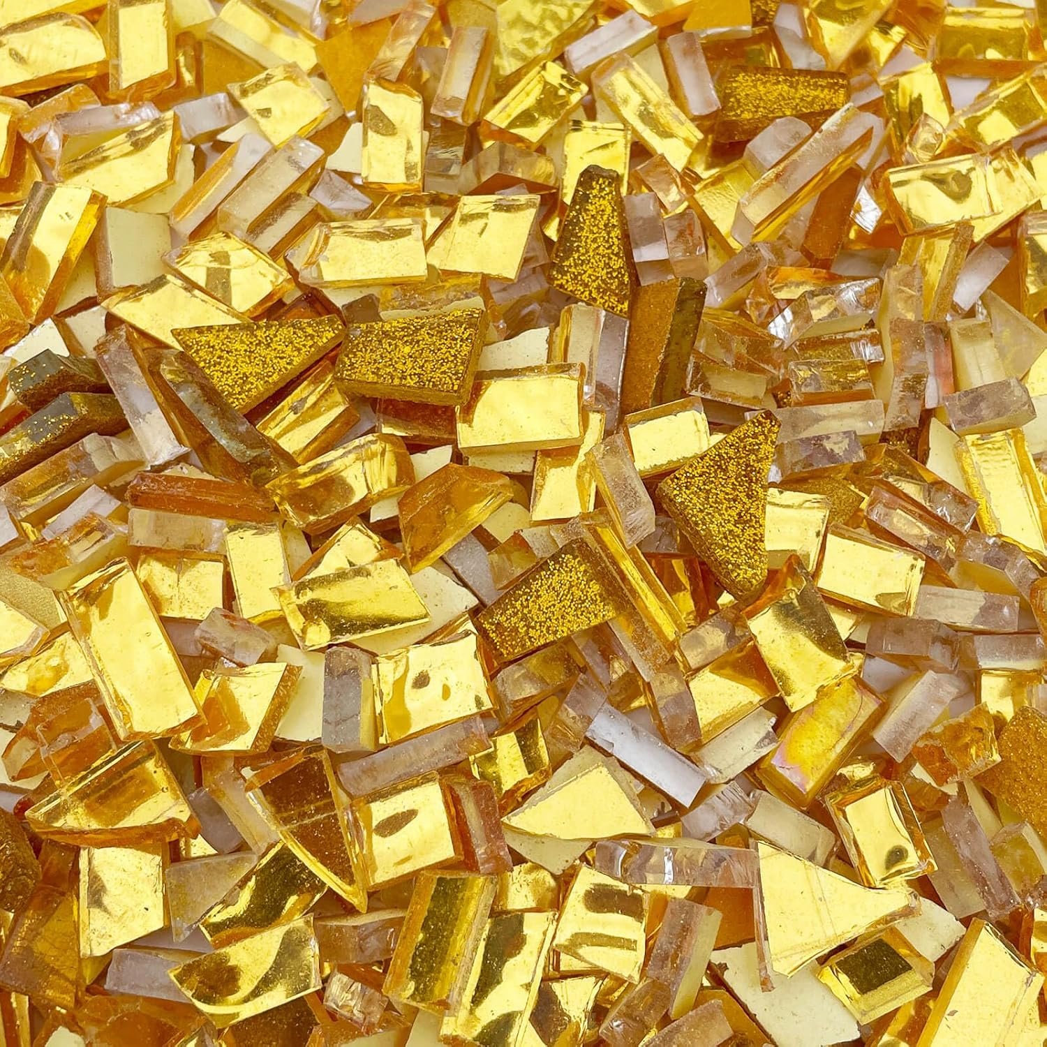 Gold Mixed Irregular Glass Mosaic Tiles for Art Crafts, 9oz Value Pack Mosaic Making Supplies, Glass Mosaic Kits for Adults