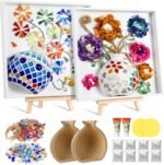 2 Sets DIY Vase Mosaic Painting Kit DIY Mosaic Arts and Craft Kits Mosaic Tiles DIY Crafts with Vase Flower Mosaic Accessories Creativity Handmade Artwork for Adults Home Decoration