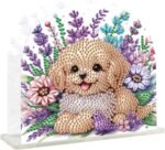 Diamond Art Table Napkin Holders Diamond Painting Napkin Holder for Table Gem Art Gem Painting Mosaic Kits for Adults Paint by Numbers Kit for Adults with Special Shaped Drills Dog Lavender