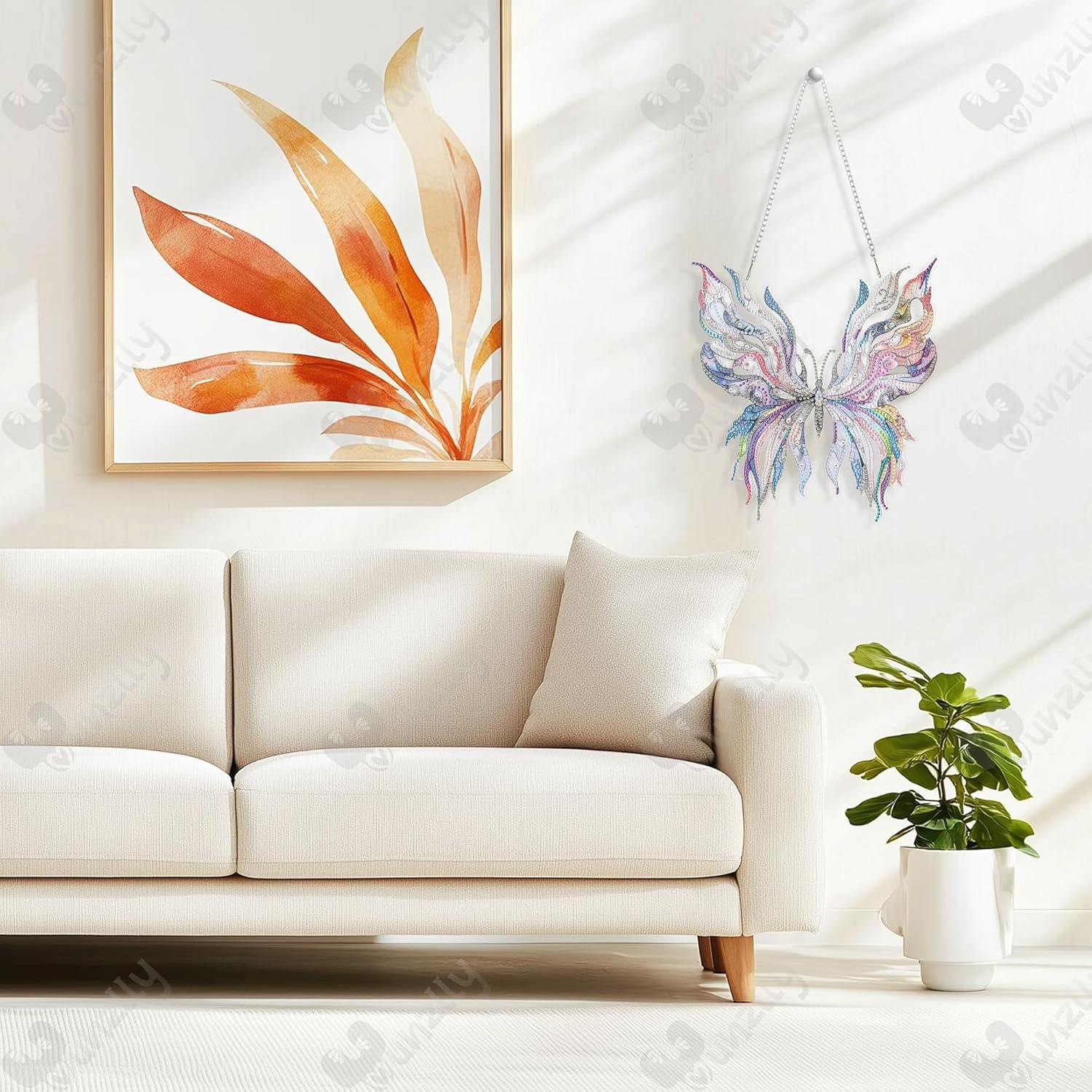 DIY Hanging Diamond Art Pendant Kit Butterlfy, Special Crystal Double Sided Diamonds Painting Ornament Kit for Adults, Acrylic Gem Painting Board for Window Decor