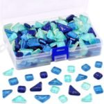 1Ib Glass Mosaic Tiles Pieces Stained Glass for Crafts, Mixed Colors and Patterns (Mosaic Tiles E)