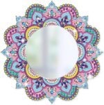 DIY Diamond Painting Mirror for Adults DIY Special Shaped Crystal Diamond Painting Kit Mandala Mirror Makeup Mirror Christmas Halloween Birthday Gifts Art Crafts Home Decor (Pink-Blue)