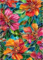 Stained Glass Flower Diamond Art Kits for Adults, Flowers DIY Full Drill Diamond Painting Kits for Beginners, 5D Gem Art Crafts for Adults, Home Wall Decor 12x16 inch