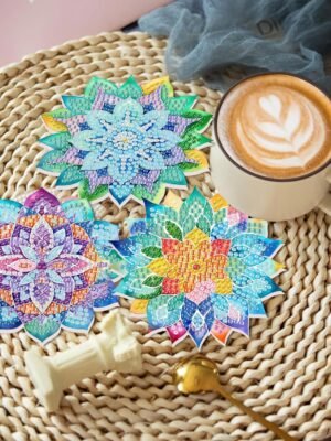 8 PCS Succulent Diamond Art Coasters with Holder, DIY Flowers Diamond Painting Coasters Kits for Adults, Non Slip Hardwood Bases Plants Mosaic Dot Painting Coaster Gift Set for Beginners 4x4 Inch