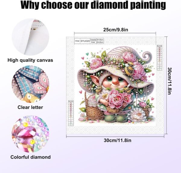 Diamond Painting Art Kit, 5D Diamond Painting Special Shape Drills Diamond Painting Mosaic Making Craft, Suitable for Home Wall Decor Art Handmade DIY Holidays Gift