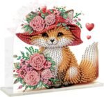 Diamond Art Table Napkin Holders Diamond Painting Napkin Holder for Table Gem Art Gem Painting Mosaic Kits for Adults Paint by Numbers Kit for Adults with Special Shaped Drills Fox Flower