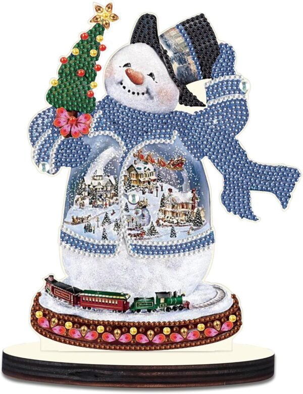 Christmas Diamond Art Tabletop Decoration, DIY Snowman and Christmas tree, Diamond Art 5D Special Shape Crystal Diamond Partial Diamond Art Painting Mosaic Handicraft, Home Office Tabletop Decor Gift