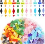 Mosaic Glass Pieces Tiles for Adults:  320Pcs Rainbow Color Mixed 5 Shapes Stained Glass Bulk for Beginner Artist - Mosaics Kit for Making Art Project Craft DIY Lamp Vase Coaster Stepping Stone