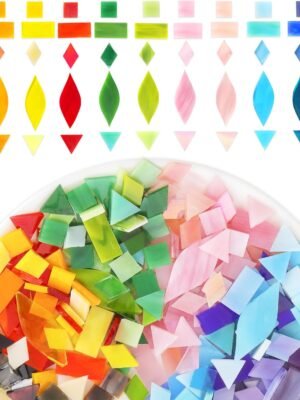 Mosaic Glass Pieces Tiles for Adults:  320Pcs Rainbow Color Mixed 5 Shapes Stained Glass Bulk for Beginner Artist - Mosaics Kit for Making Art Project Craft DIY Lamp Vase Coaster Stepping Stone
