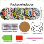 8 Pieces Diamond Painting Coasters with Holder - Diamond Art Coasters with Cork Base for Beginners Adults & Craft Supplies Party Gift