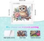 Diamond Art Painting Kit, DIY Owl 5D Diamond Art Painting Special Shape Drills Diamond Art Painting Mosaic Making Craft, Suitable for Home Wall Decor Art Handmade Gift, SHA001