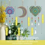 3 Pieces Diamond Art Kits Painting Suncatcher Wind Chime Double Sided Crystal Gem Paint by Number Hanging Ornament for Adults DIY Window Home Garden(Moon, Heart, Mandala)