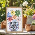 Green Leaf Mosaic Tiles for Crafts Bulk,200g Petal Mosaic Glass Pieces,Flower Glass Tiles for DIY Garden Mosaic Making