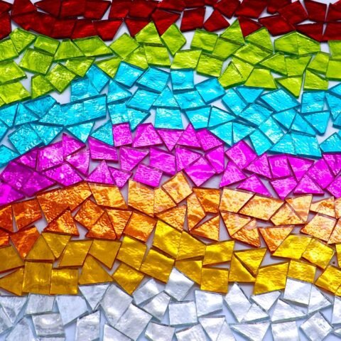 1.1LB Mixed Colors Irregular Glass Mosaic Tiles for Crafts - Pre-Cut Assorted Colors & Shapes Mosaic Glass Pieces - Ideal for Mosaic Art, Puzzles, and Cutting Projects