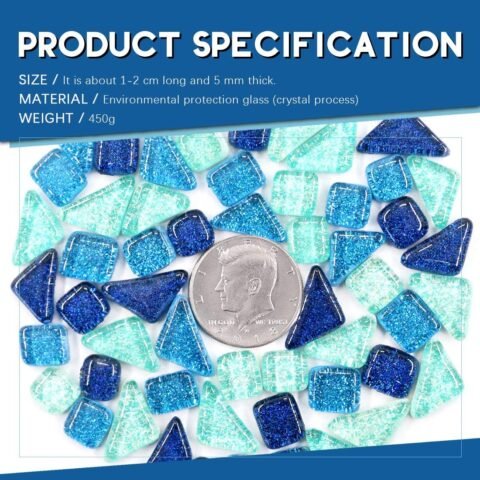 1Ib Glass Mosaic Tiles Pieces Stained Glass for Crafts, Mixed Colors and Patterns (Mosaic Tiles E)