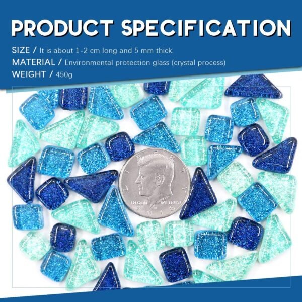 1Ib Glass Mosaic Tiles Pieces Stained Glass for Crafts, Mixed Colors and Patterns (Mosaic Tiles E)