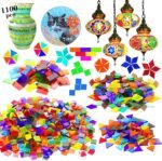 1100 Pcs Mosaic Tiles, Glass Mosaic Tiles for Crafts Bulk, Stained Mosaic Glass Pieces, Mosaic Supplies for Home Decoration, Art Crafts, DIY Projects, Transparent (Mixed Shape)