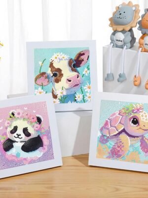 6 Pack 5D Cartoon Diamond Painting Kits for Kids, Cute Animals Diamond Art Kits for Kids Beginners, DIY Kids' Mosaic Kits Gem Art Dots Crafts for Girls Boys Ages 6-8-9-10-12, Home Wall Decor 6X6 Inch