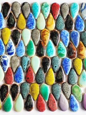 200g Ceramics Mosaic Tiles Random Color Raindrops Shape Mosaic Ceramics Pieces for DIY Crafts Home Decoration(18x28mm)