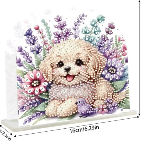 Diamond Art Table Napkin Holders Diamond Painting Napkin Holder for Table Gem Art Gem Painting Mosaic Kits for Adults Paint by Numbers Kit for Adults with Special Shaped Drills Dog Lavender