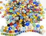 2.2 Pound Great Value Pack Glass Mosaic Tiles Bulk for DIY Crafts, Various Bright Solid Color Mosaic Pieces Tiles Supplies for DIY Crafting Iridescent Mosaic Glass Pieces