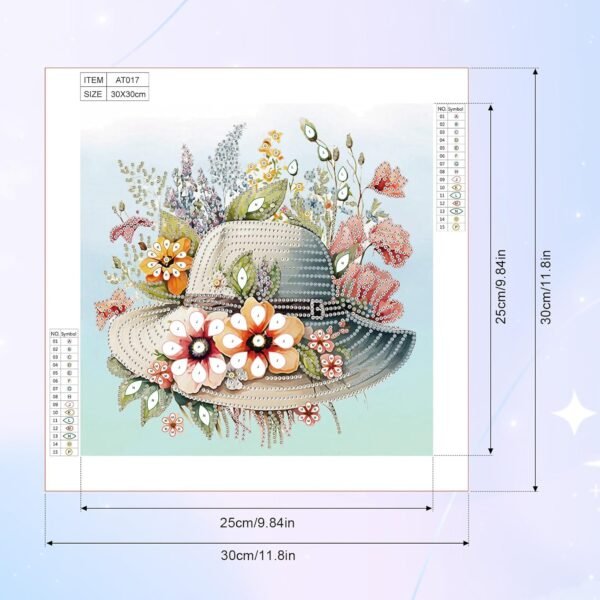 Hat Flower Diamond Art Painting Kits, 5D Special Shape Beginner Crystal Diamond Art Painting for Home Wall Decor Gifts 12×12 inch