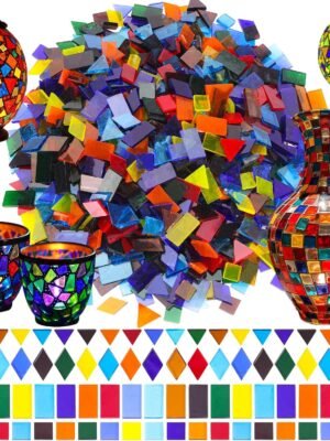 2400 Pcs Mosaic Tiles, Glass Mosaic Tiles for Crafts Bulk, Assorted Color Stained Mosaic Glass Pieces, Mosaic Supplies for Home Decoration, Art Crafts, DIY Projects, Transparent