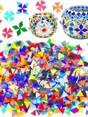 1000 Pcs Mosaic Tiles, Glass Mosaic Tiles for Crafts Bulk, Stained Mosaic Glass Pieces, Mosaic Supplies for Home Decoration, Art Crafts, DIY Projects, Transparent (Triangle)