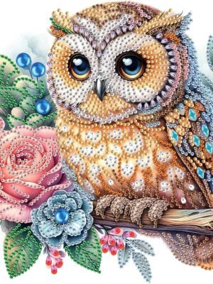 Diamond Art Painting Kit, DIY Owl 5D Diamond Art Painting Special Shape Drills Diamond Art Painting Mosaic Making Craft, Suitable for Home Wall Decor Art Handmade Gift, SHA001