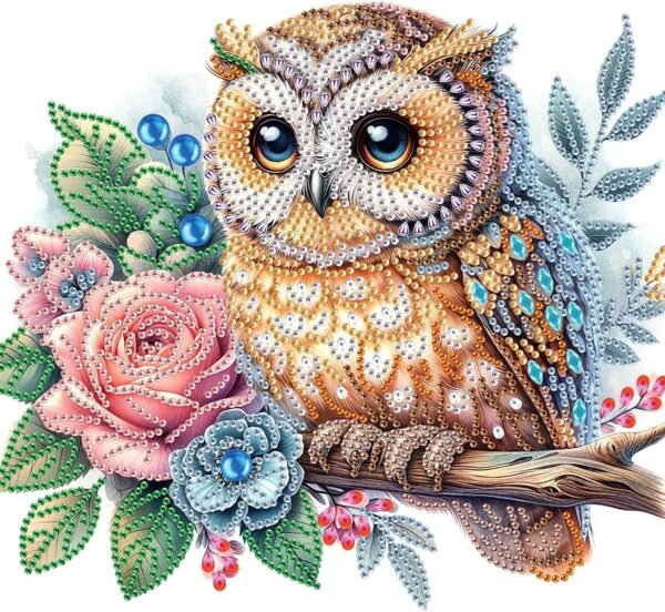 Diamond Art Painting Kit, DIY Owl 5D Diamond Art Painting Special Shape Drills Diamond Art Painting Mosaic Making Craft, Suitable for Home Wall Decor Art Handmade Gift, SHA001