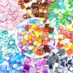 Glass Mosaic Tiles Crafts: 300 Pieces Iridescent Pre-Cut Crystal Tile for Garden Decor Stepping Stone Coasters Bird Bath DIY Project for Adults Mom and Kids Family Toddler Activities
